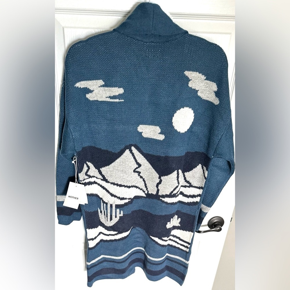 MOTHER Patch Pocket Cardigan NWT Rare Picturesque Blue Alpaca XS - Picture 12 of 16